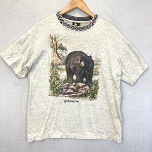 Vintage 80s Gatlinburg Tennesse Bear T-Shirt Large Single Stitch Contrast Collar